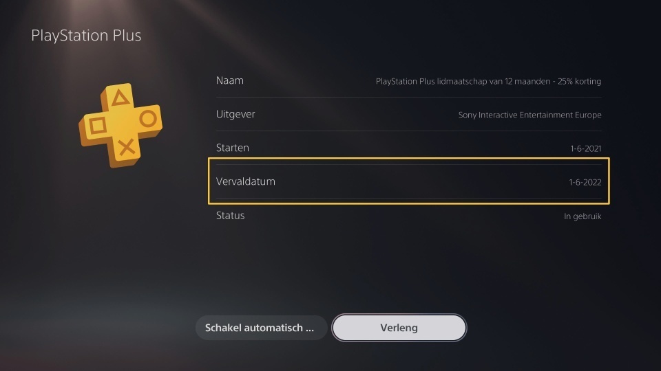 PlayStation 5 vervaldatum PS Plus zichtbaar