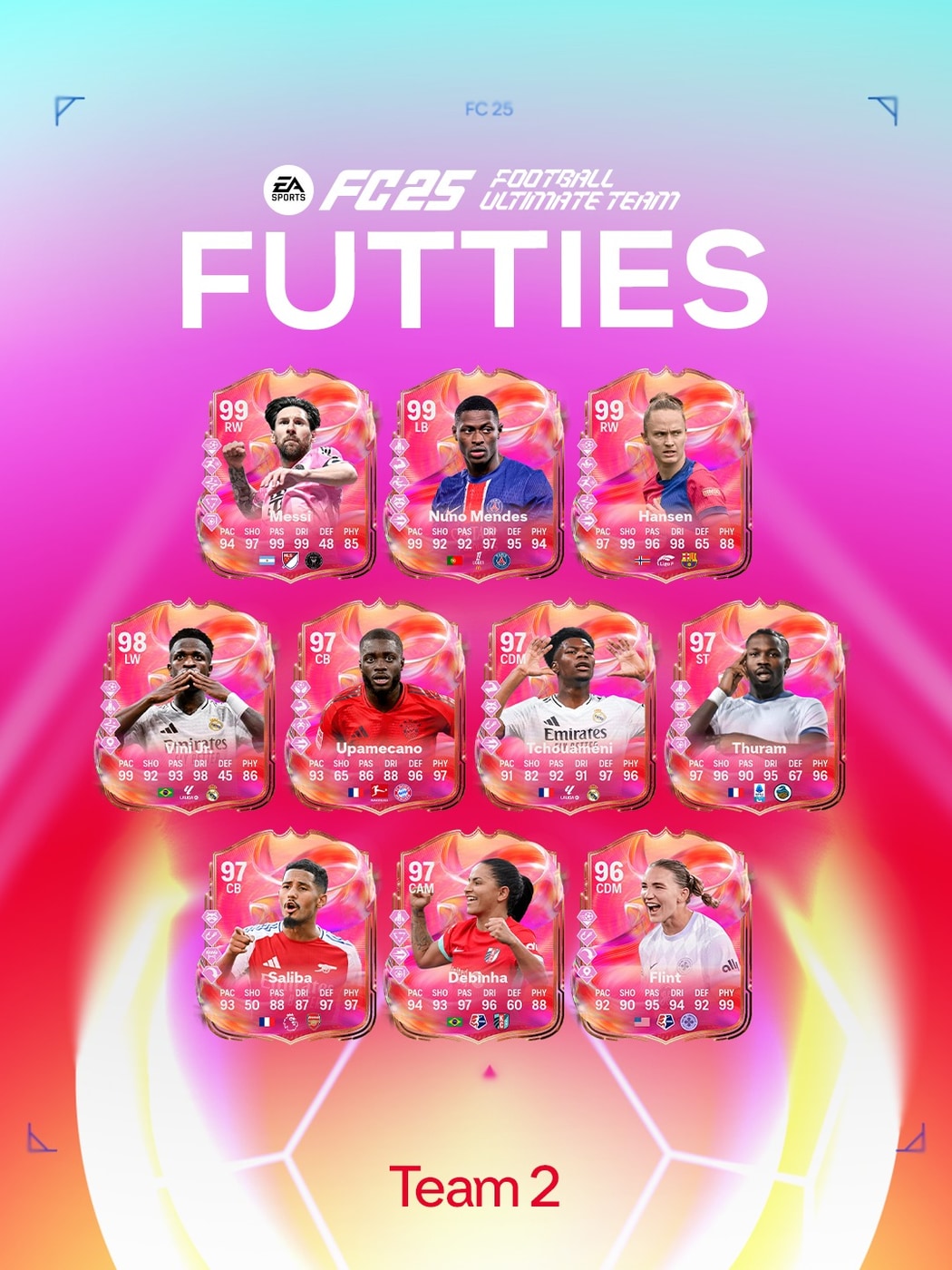 Cards of FUTTIES players team 2 icons and heroes