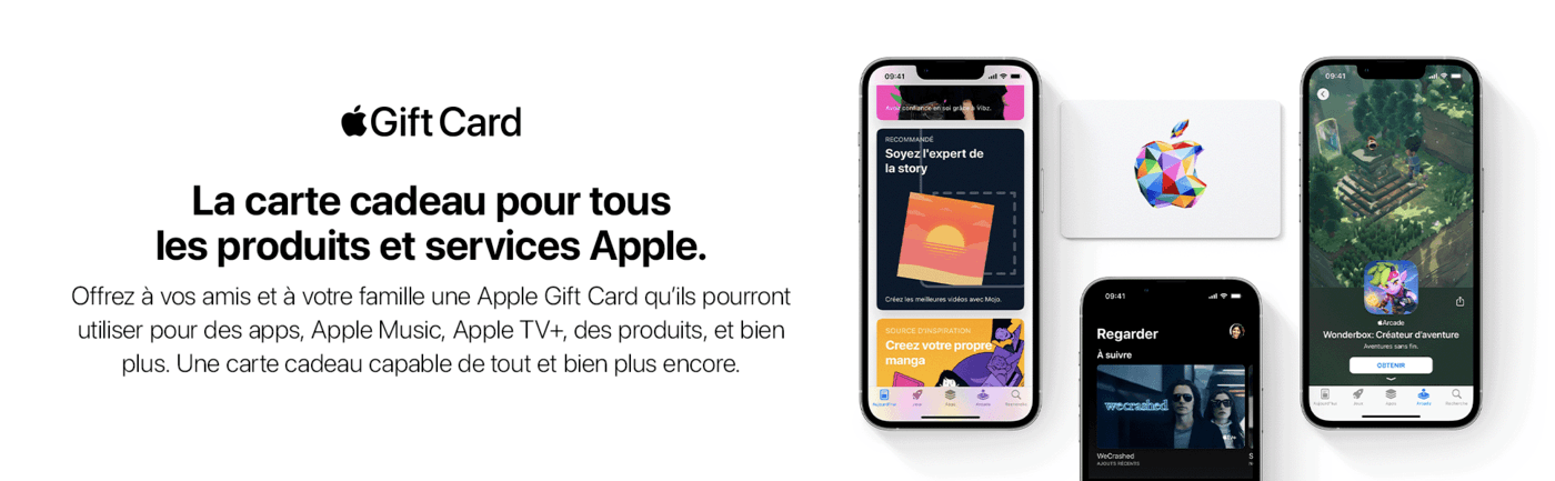 La carte cadeau Apple universelle est disponible en France et en