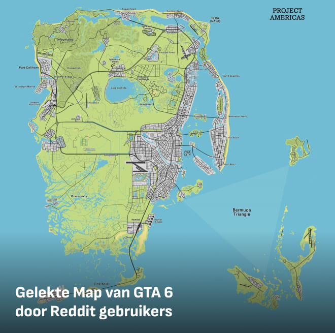 GTA 6 Leaked Map rendition by Reddit users 