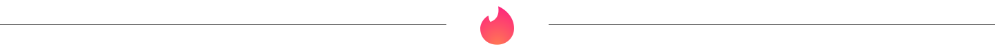 Page divider with the Tinder logo in the center