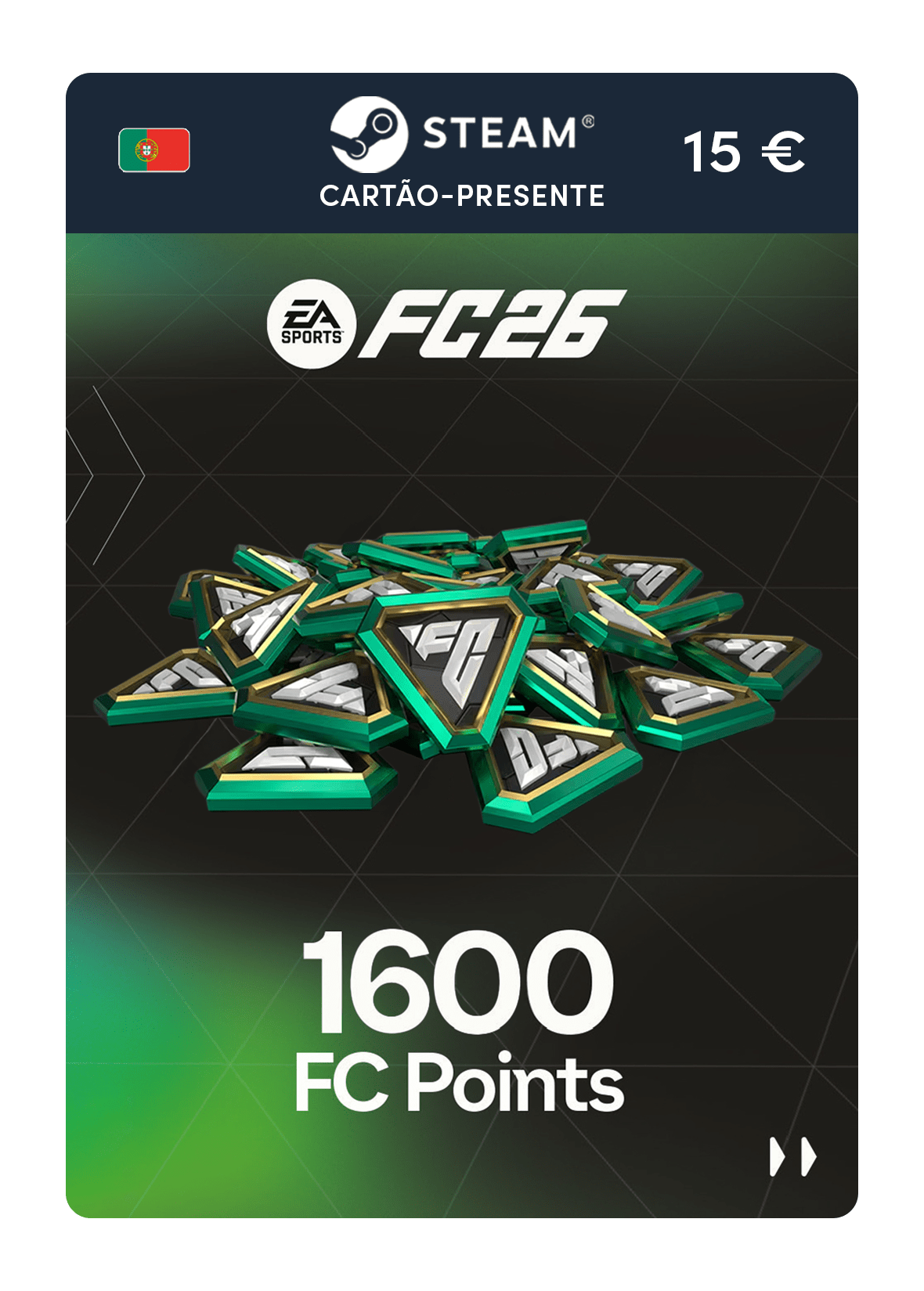1600 pontos EA FC 26 (cartão-presente Steam)