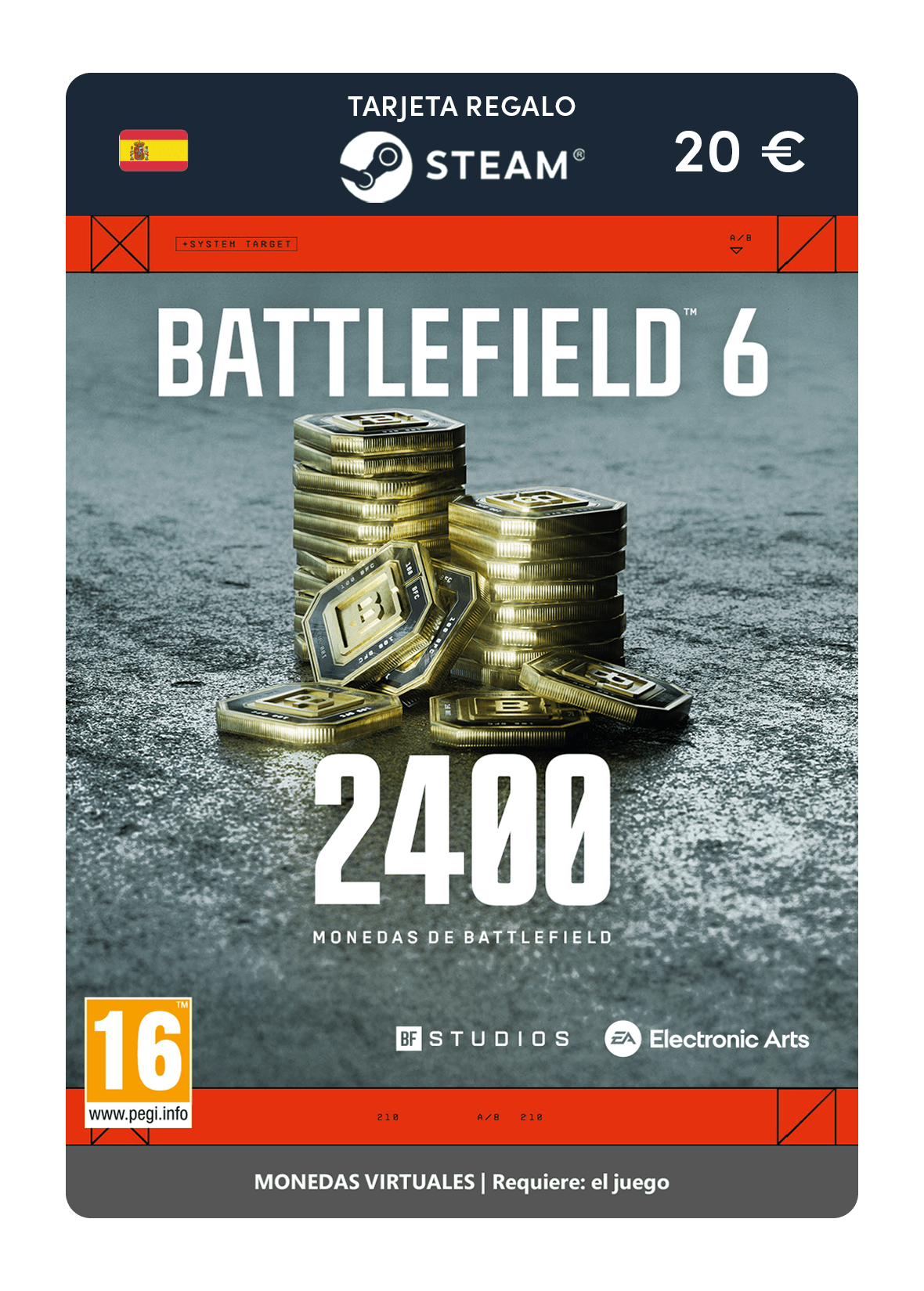 2400 monedas de Battlefield (tarjeta de regalo de Steam)