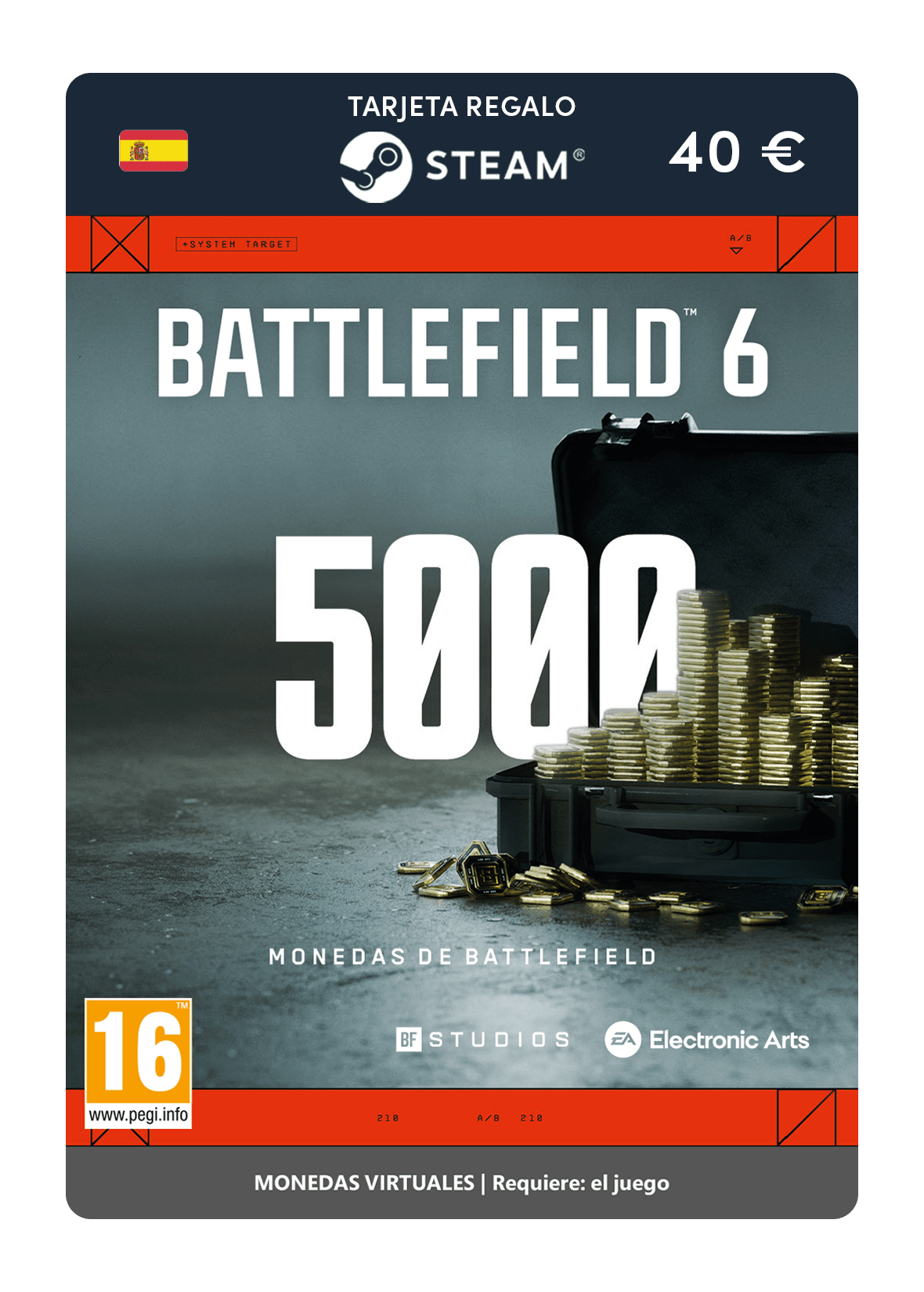 5000 monedas de Battlefield (tarjeta de regalo de Steam)