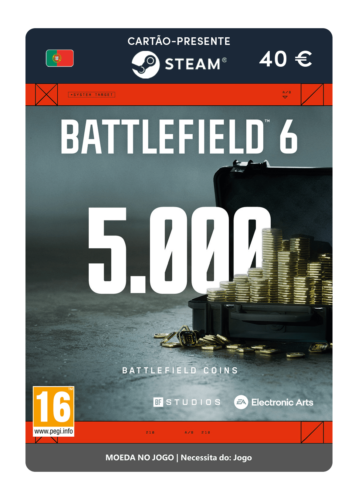 5000 moedas Battlefield (cartão-presente Steam)