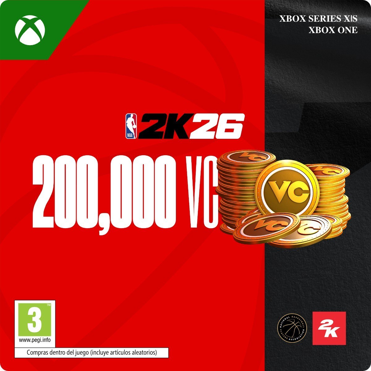 Paquete de 200.000 monedas virtuales de NBA 2K26