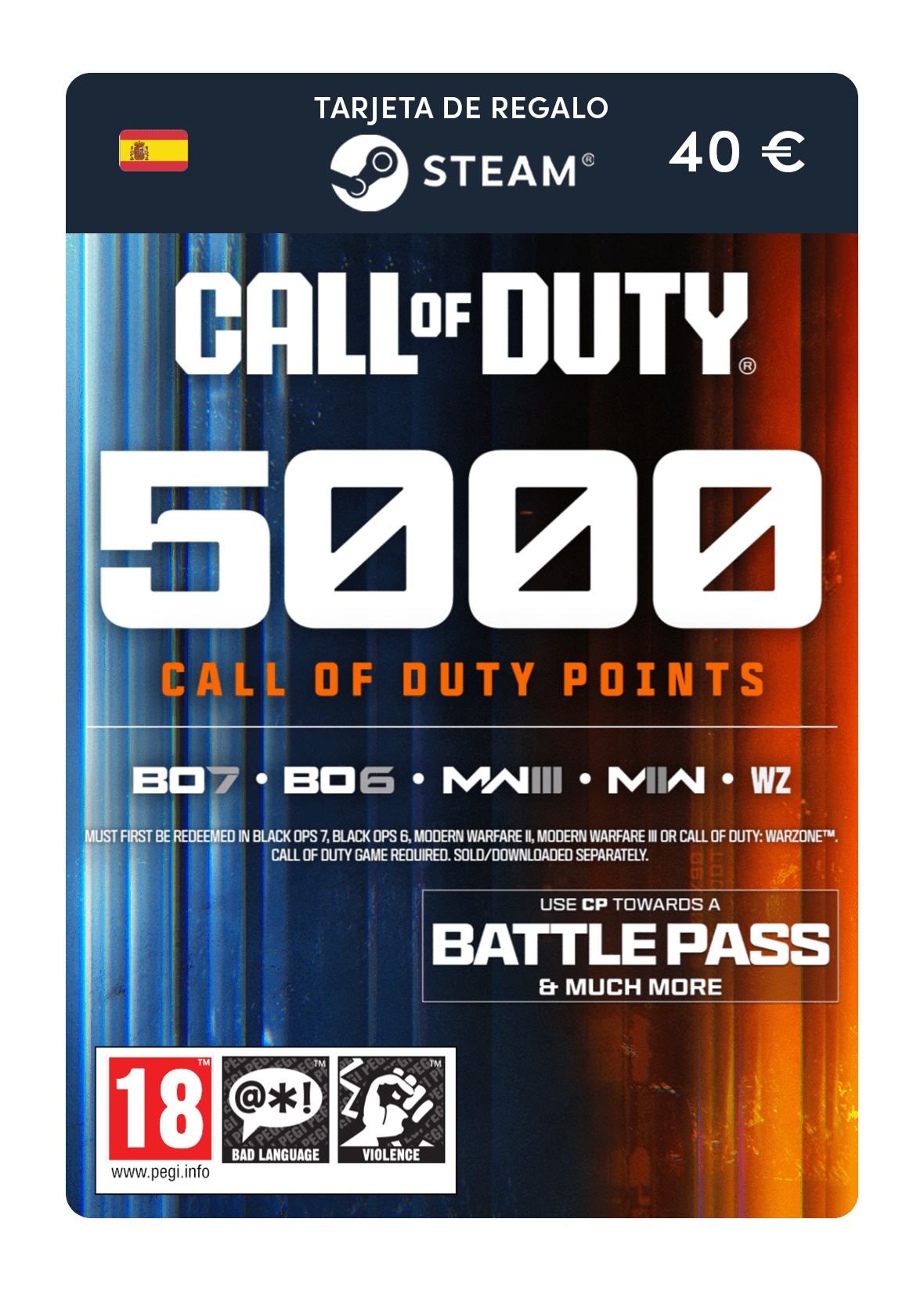 5000 puntos COD (tarjeta regalo Steam)