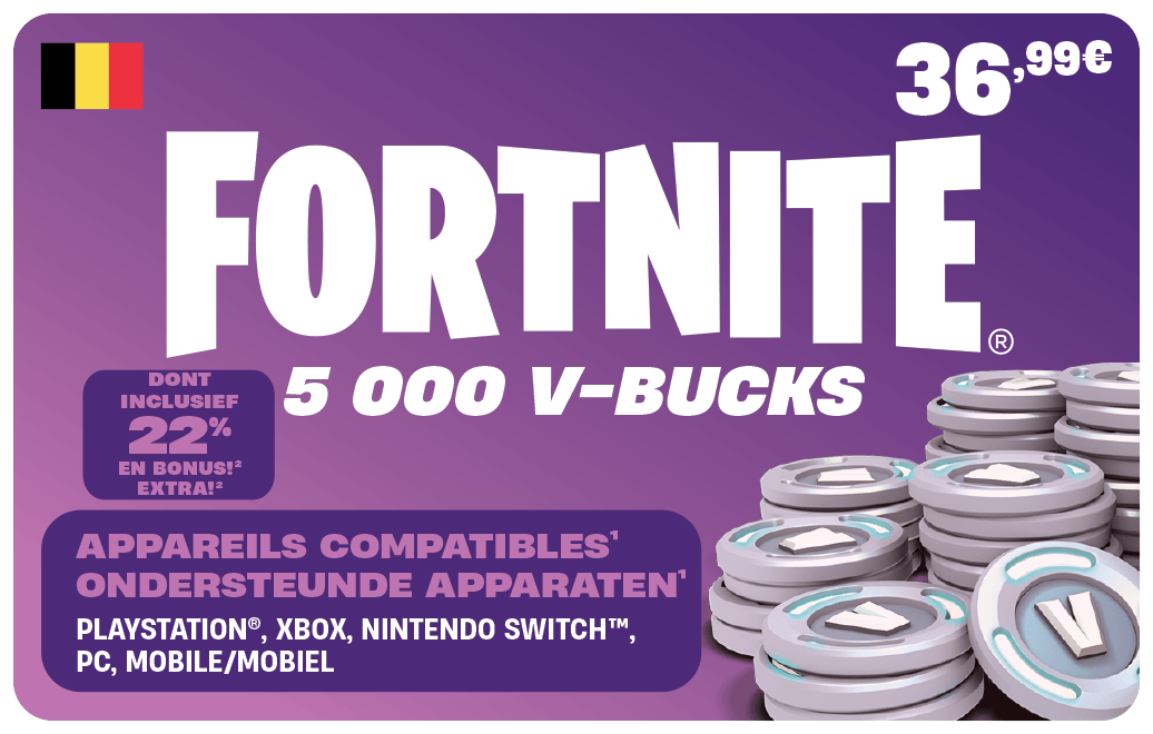 Acheter Fortnite 5000 VBucks Carte Cadeau