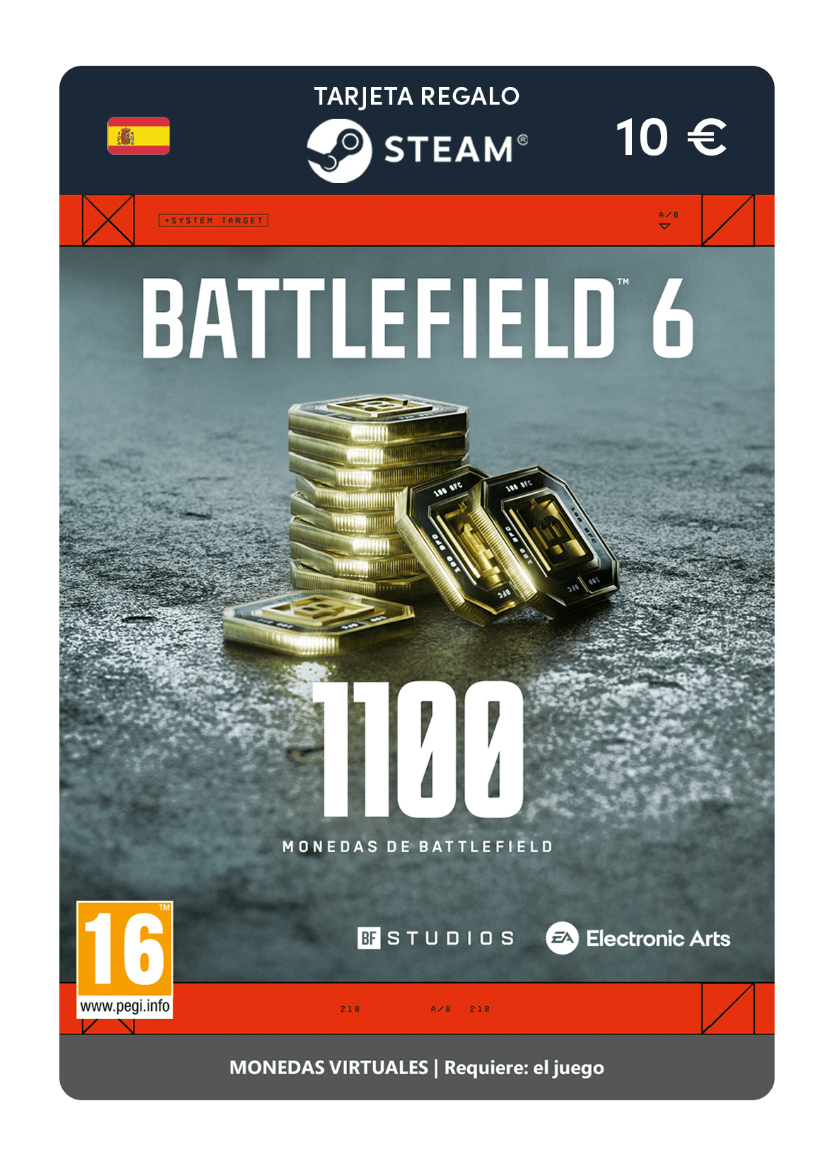 1100 monedas de Battlefield (tarjeta de regalo de Steam)