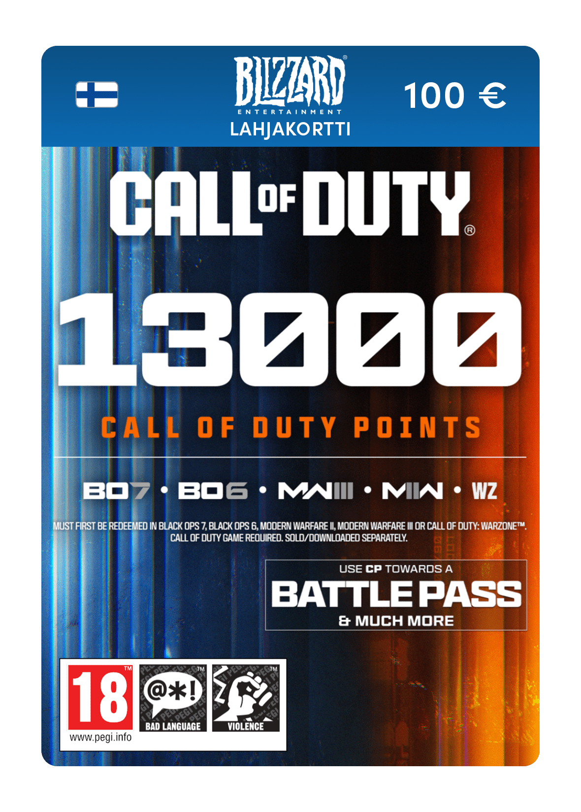 13 000 COD-pistettä (Blizzard-lahjakortti)