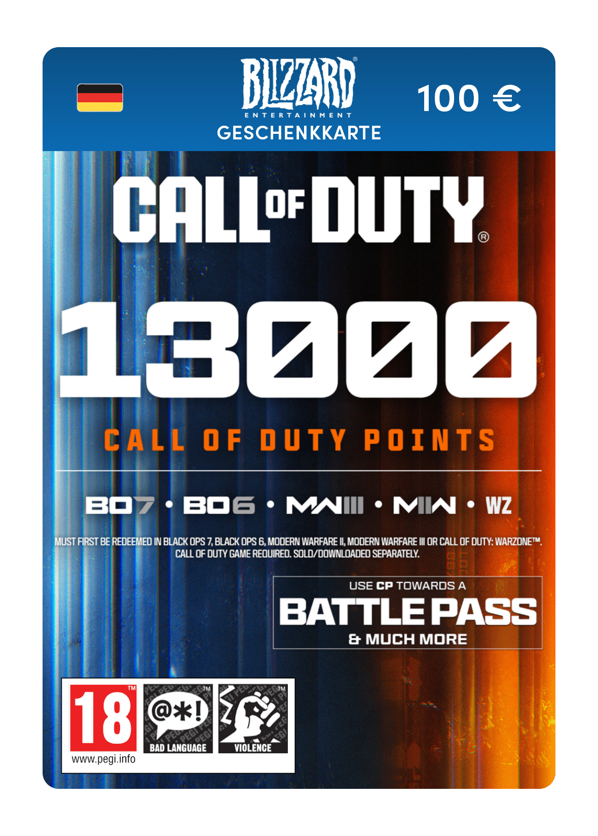 13.000 COD-Punkte (Blizzard Geschenkkarte)