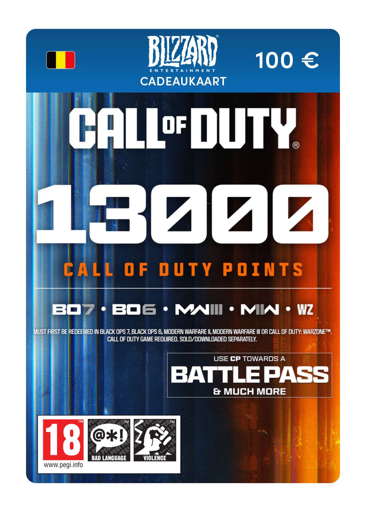 13 000 Points COD (Carte Cadeau Blizzard)