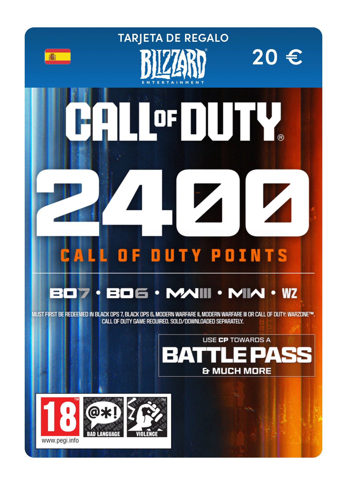 2400 puntos COD (tarjeta regalo Blizzard)