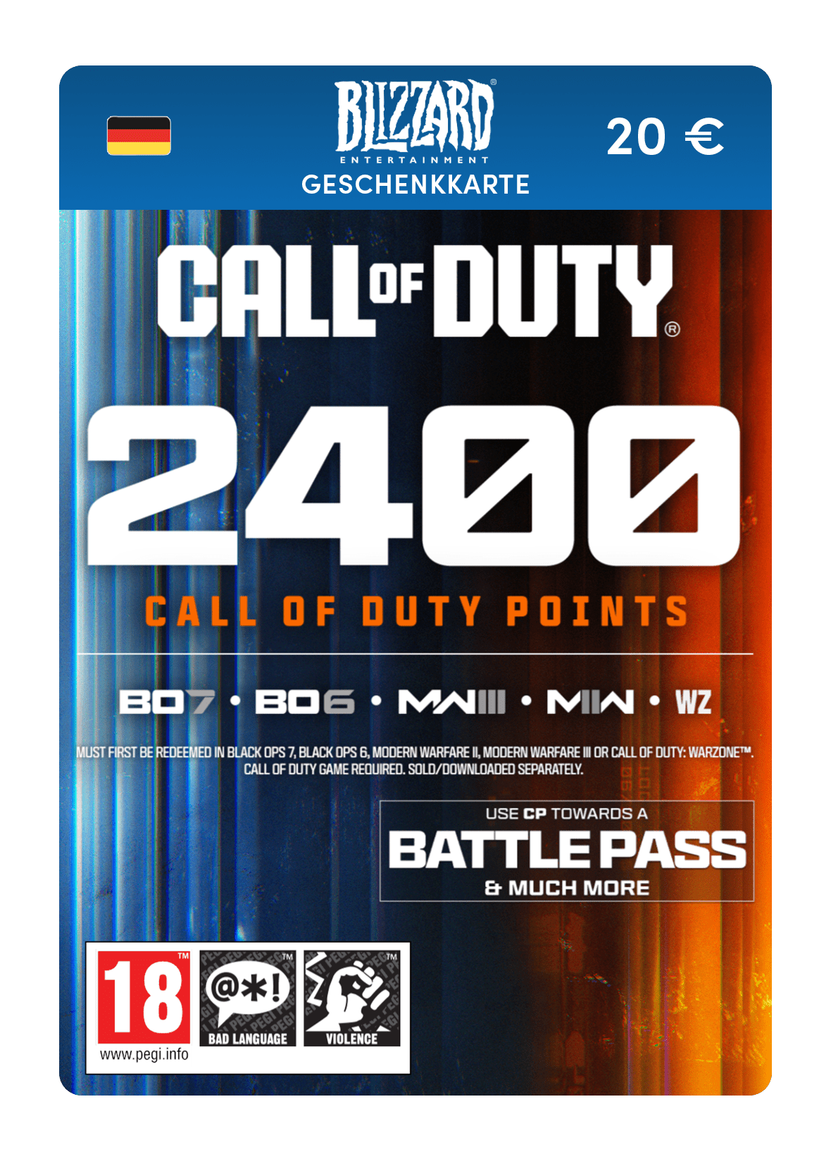 2.400 COD-Punkte (Blizzard Geschenkkarte)