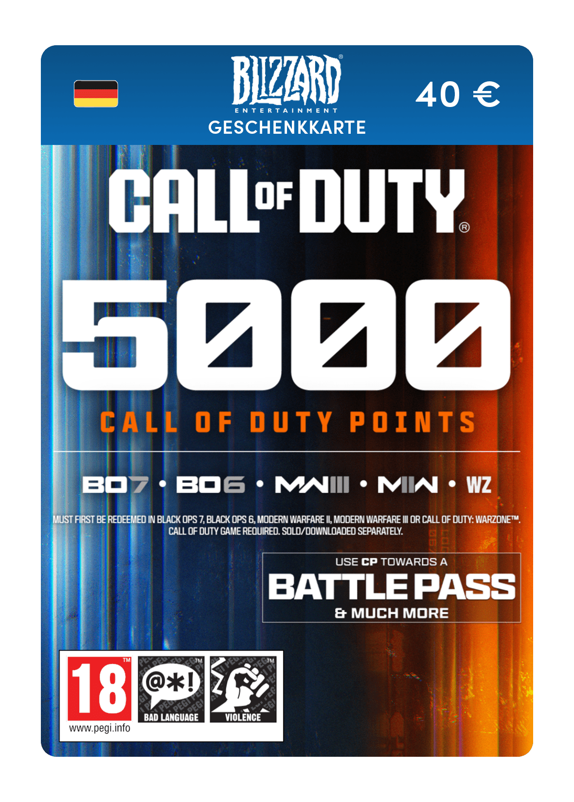 5.000 COD-Punkte (Blizzard Geschenkkarte)