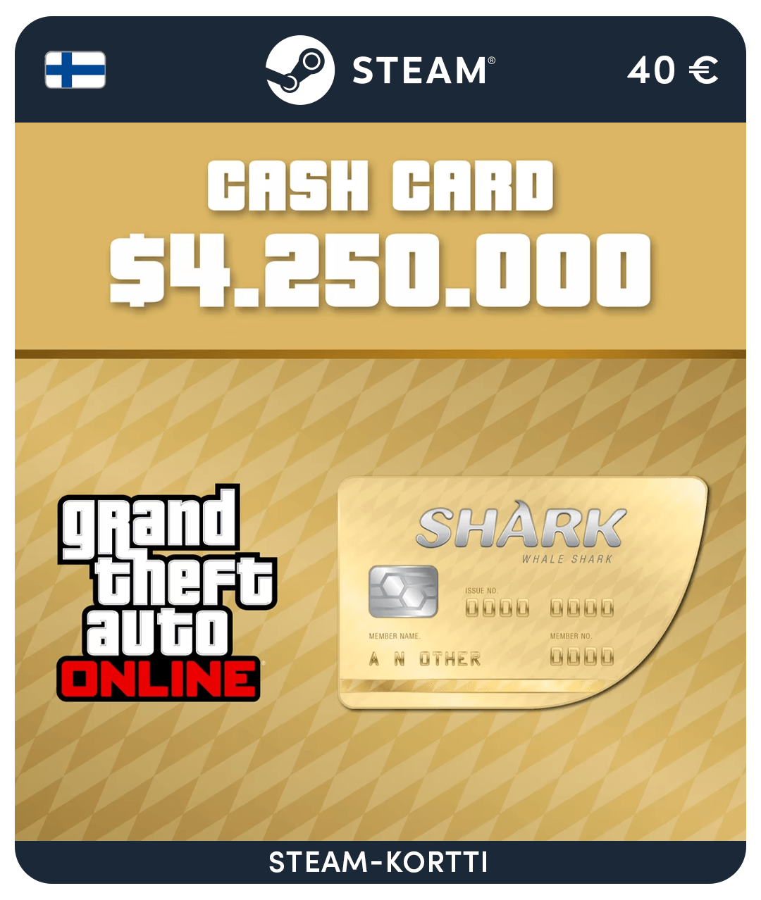 Whale Shark Card GTA Online (Steam-lahjakortti)