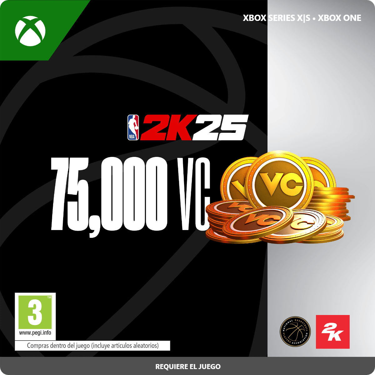 Paquete de 75.000 monedas virtuales de NBA 2K25