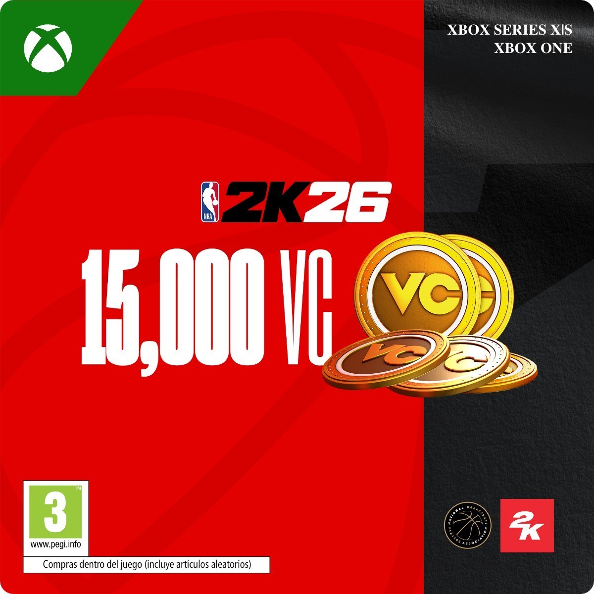 Paquete de 15.000 monedas virtuales de NBA 2K26